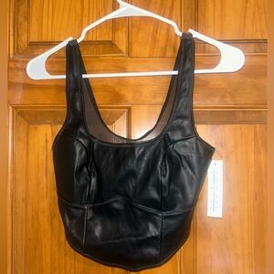 Colsie Black Faux Leather Crop Top